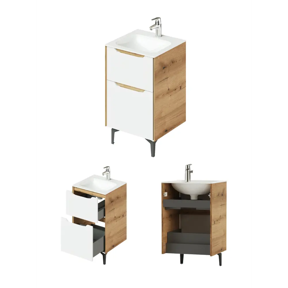 Фото 9 Тумба с раковиной в ванную Итана Nill 50 50.2x47.1x84.9 напольная белый глянец Фото 9 Тумба с раковиной в ванную Итана Nill 50 50.2x47.1x84.9 напольная белый глянец