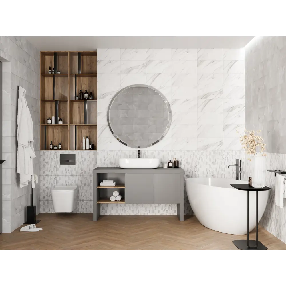Фото 9 Настенная плитка Kreaforta Mersey Hexo 20x40 см 1.62 м² матовая цвет серый Фото 9 Настенная плитка Kreaforta Mersey Hexo 20x40 см 1.62 м² матовая цвет серый