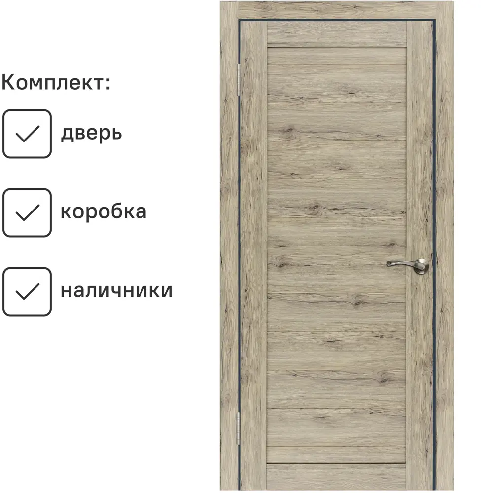 Фото 2 Комплект межкомнатной двери Wanmark D 1 глухая 200x90см ПВХ цвет рустик пепельный с коробом и наличниками Фото 2 Комплект межкомнатной двери Wanmark D 1 глухая 200x90см ПВХ цвет рустик пепельный с коробом и наличниками