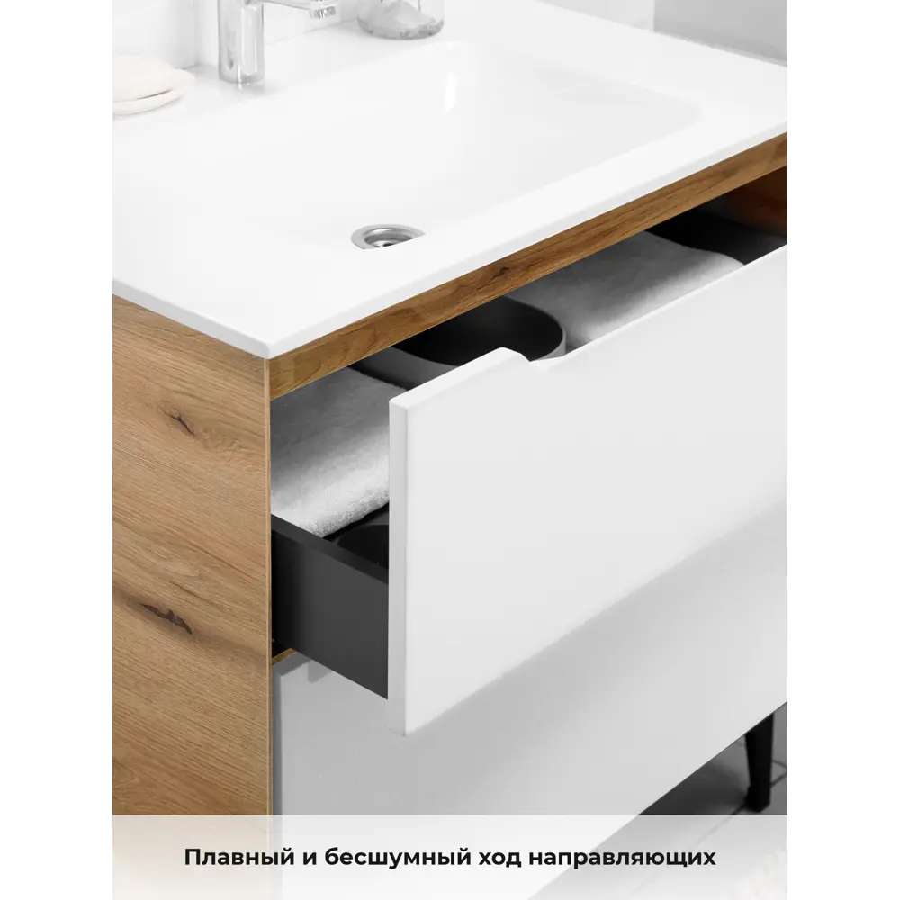 Фото 7 Тумба с раковиной в ванную Итана Nill 80 80.4x47.7x83.5 напольная белый глянец Фото 7 Тумба с раковиной в ванную Итана Nill 80 80.4x47.7x83.5 напольная белый глянец