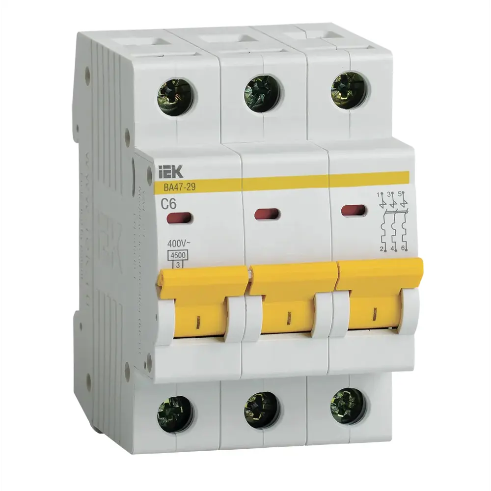 Фото Автоматический выключатель Iek ВА47-29 3P C6 А 4.5 кА MVA20-3-006-C Фото Автоматический выключатель Iek ВА47-29 3P C6 А 4.5 кА MVA20-3-006-C