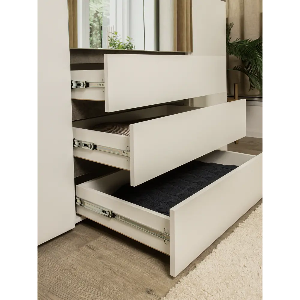 Фото 11 Шкаф распашной Doma Лотос с 4 дверями 160x208x49 см ЛДСП цвет белый/серый бетон