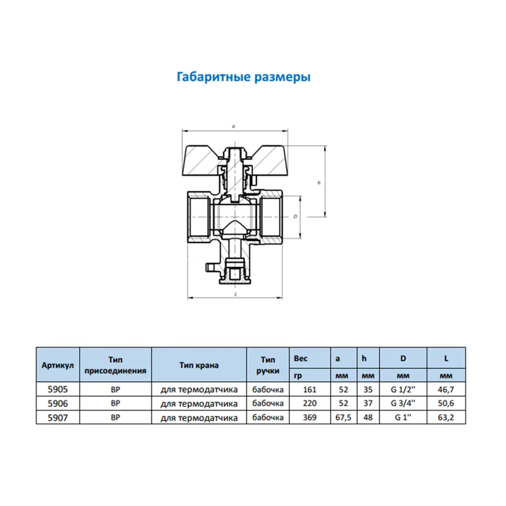 Фото 7 Кран шаровой прямой Sanext 5905 DN15 PN40 1/2" ВР латунь ручка бабочка