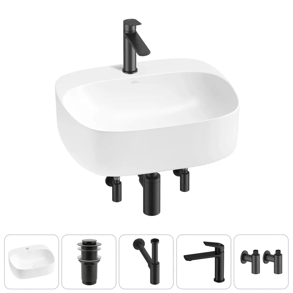 Фото Раковина Wellsee ideal 20214140R 50см цвет раковина 5 в 1: д/к, сифон, смеситель, вентили Фото Раковина Wellsee ideal 20214140R 50см цвет раковина 5 в 1: д/к, сифон, смеситель, вентили