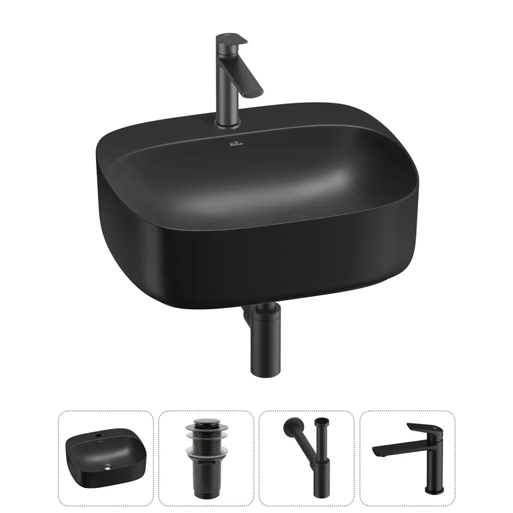 Фото Раковина Wellsee ideal 20214162R 50см цвет раковина 4 в 1: д/к, сифон, смеситель