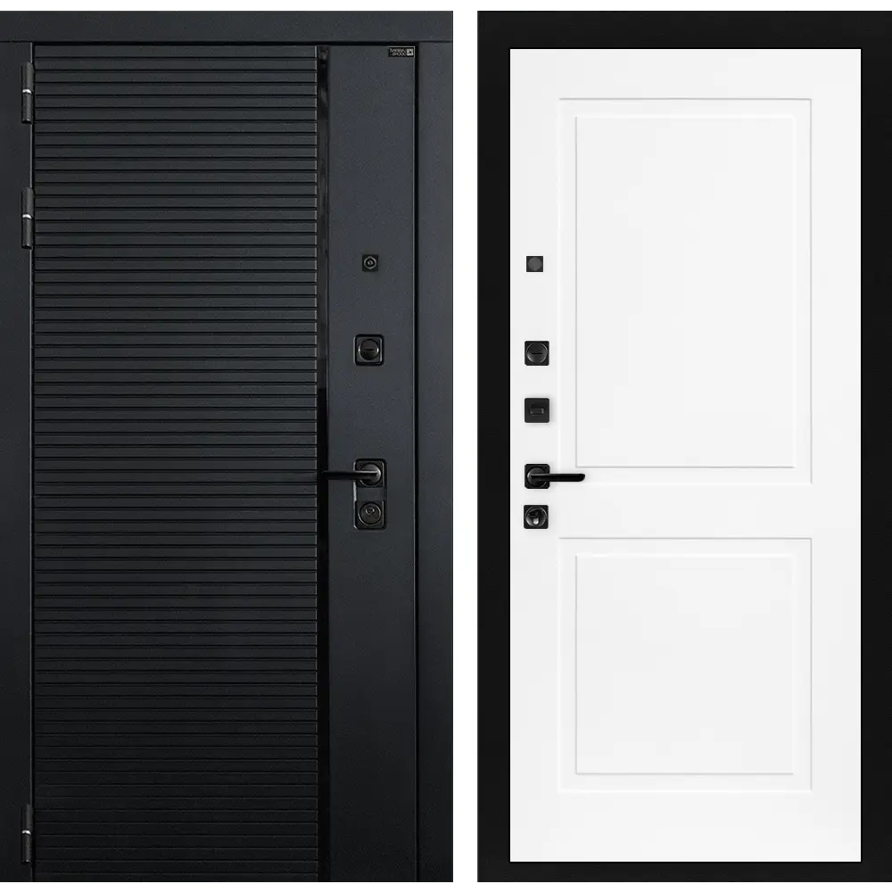 Фото Входная дверь Лабиринт Пиано П11 левый 205x88см цвет черный кварц/белый софт