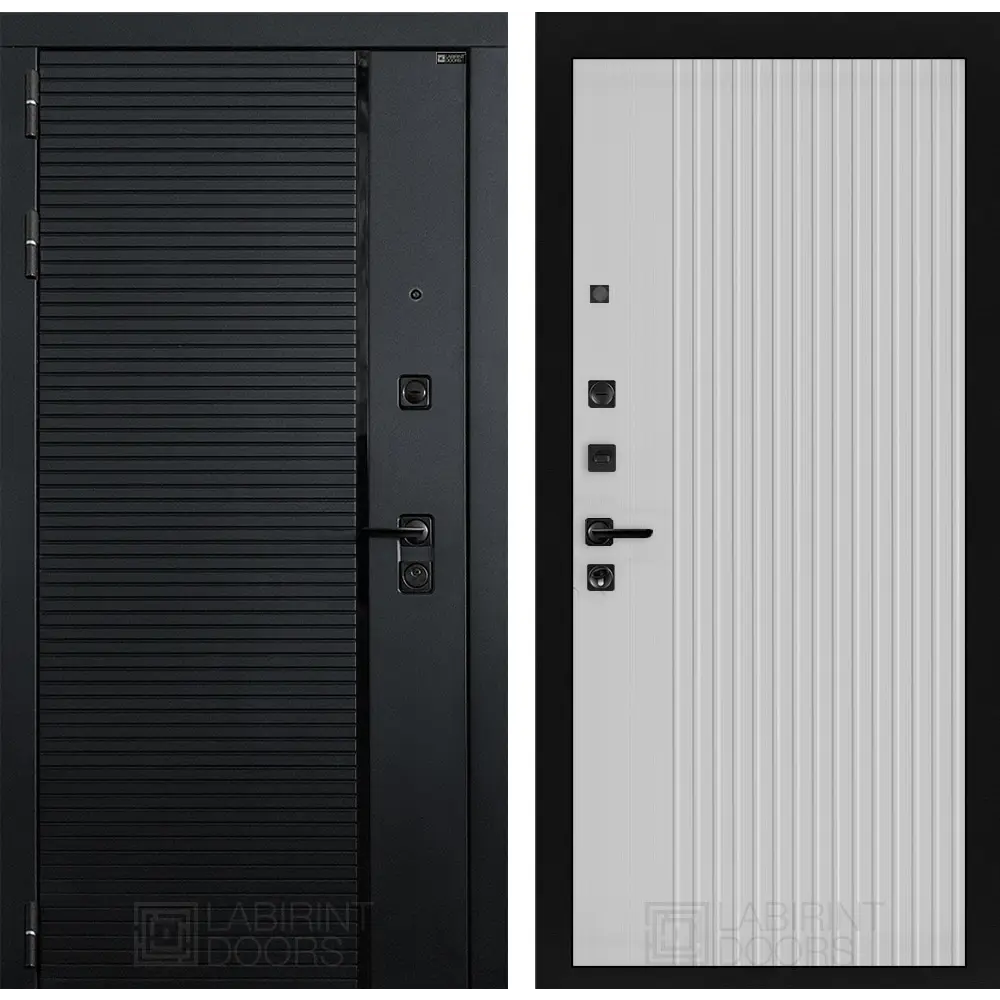 Фото Входная дверь Лабиринт Пиано П29 левый 205x88см цвет черный кварц/белый рельеф софт