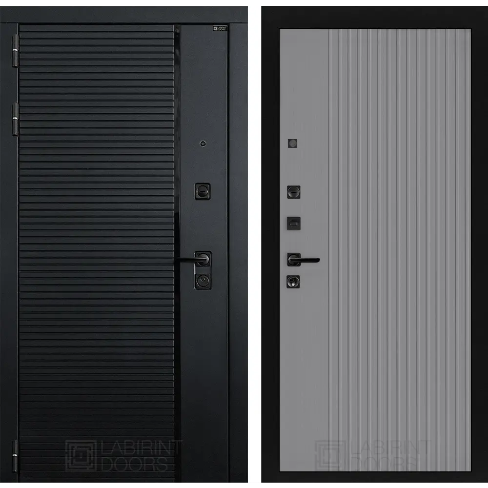 Фото Входная дверь Лабиринт Пиано П29 левый 205x96см цвет черный кварц/серый рельеф софт Фото Входная дверь Лабиринт Пиано П29 левый 205x96см цвет черный кварц/серый рельеф софт