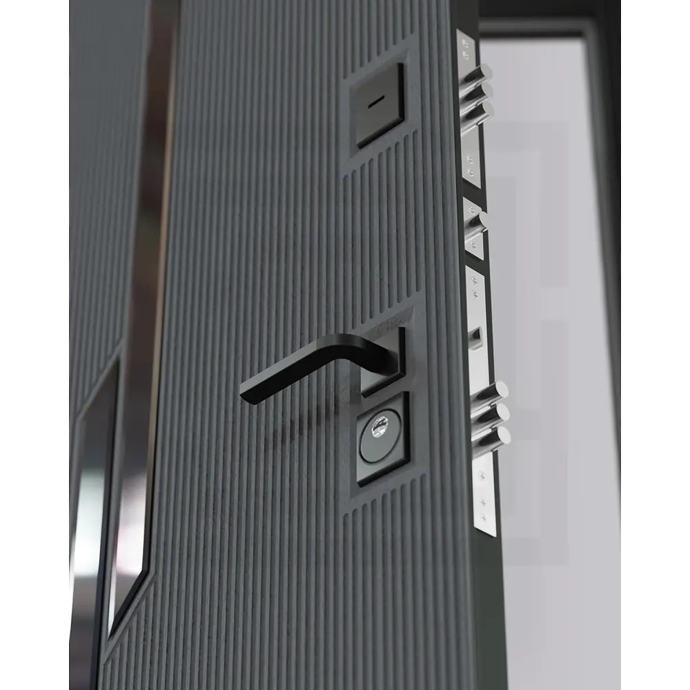 Фото 2 Входная дверь Лабиринт Карбон левый 205x96см цвет лофт графит/белый софт с зеркалом Панорама