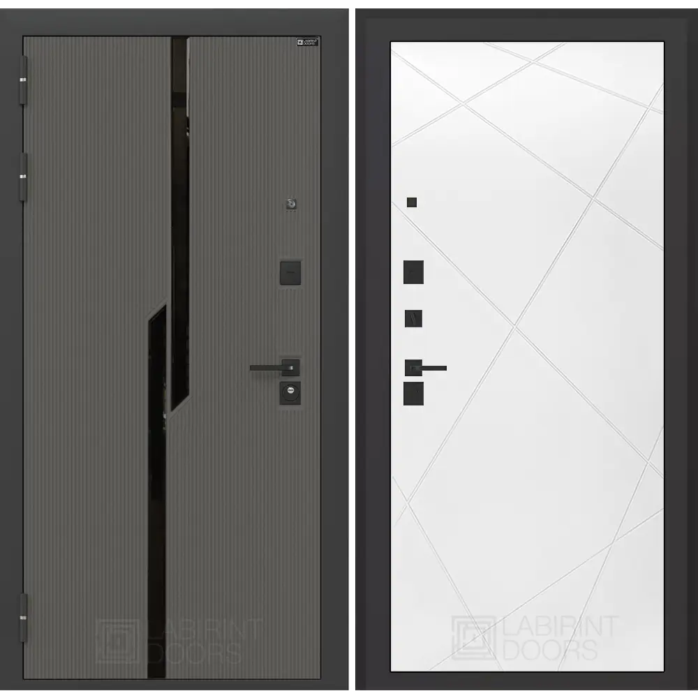 Фото Входная дверь Лабиринт Карбон П24 левый 205x88см цвет лофт графит/белый софт Фото Входная дверь Лабиринт Карбон П24 левый 205x88см цвет лофт графит/белый софт