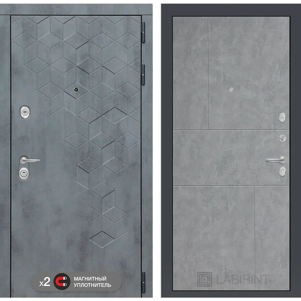Фото Входная дверь Лабиринт Бетон П21 правый 205x96см цвет бетон темный/бетон светлый Фото Входная дверь Лабиринт Бетон П21 правый 205x96см цвет бетон темный/бетон светлый