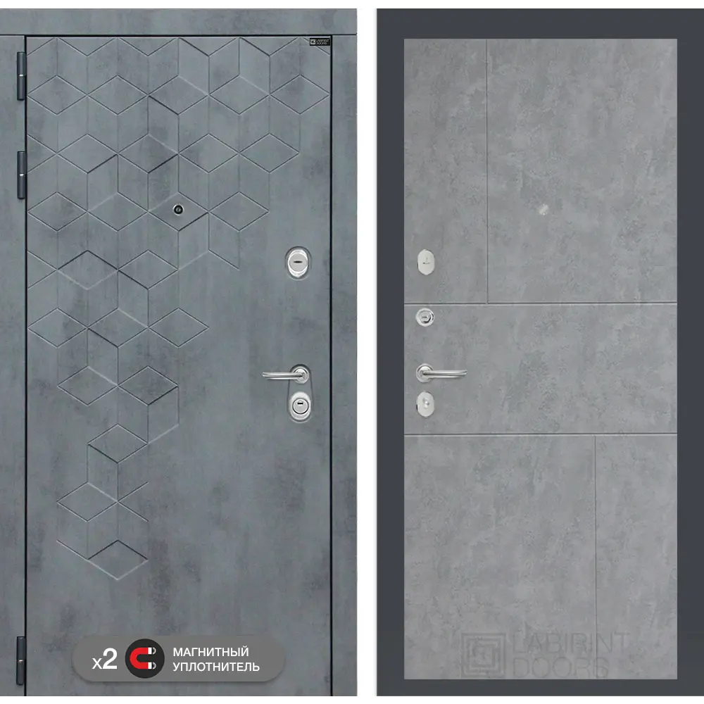 Фото Входная дверь Лабиринт Бетон П21 левый 205x96см цвет бетон темный/бетон светлый Фото Входная дверь Лабиринт Бетон П21 левый 205x96см цвет бетон темный/бетон светлый