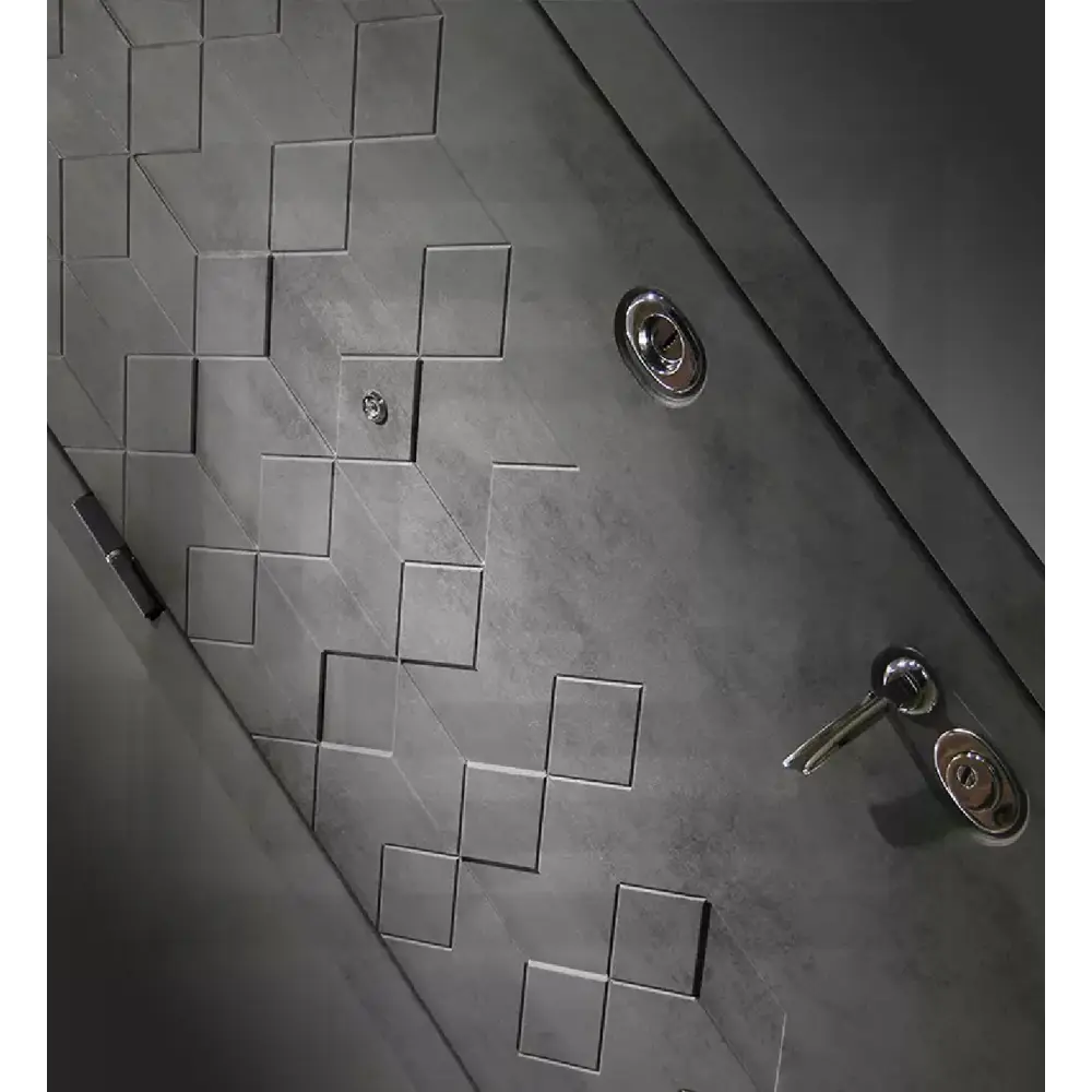 Фото 2 Входная дверь Лабиринт Бетон П32 левый 205x88см цвет бетон темный/белый софт рельеф