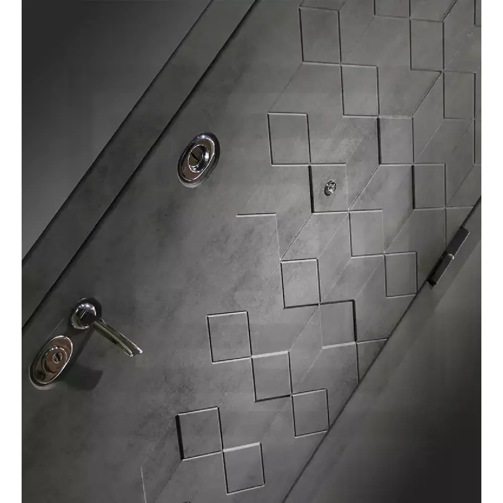 Фото 2 Входная дверь Лабиринт Бетон П32 правый 205x96см цвет бетон темный/белый софт рельеф