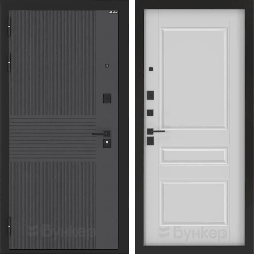 Фото Входная дверь Лабиринт Бункер 05 П03 левый 205x88см цвет лофт графит/белый софт