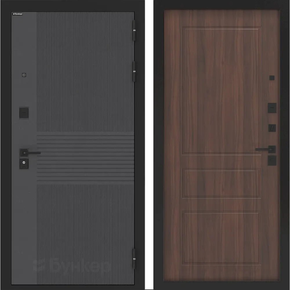 Фото Входная дверь Лабиринт Бункер 05 П03 правый 205x96см цвет лофт графит/орех бренди