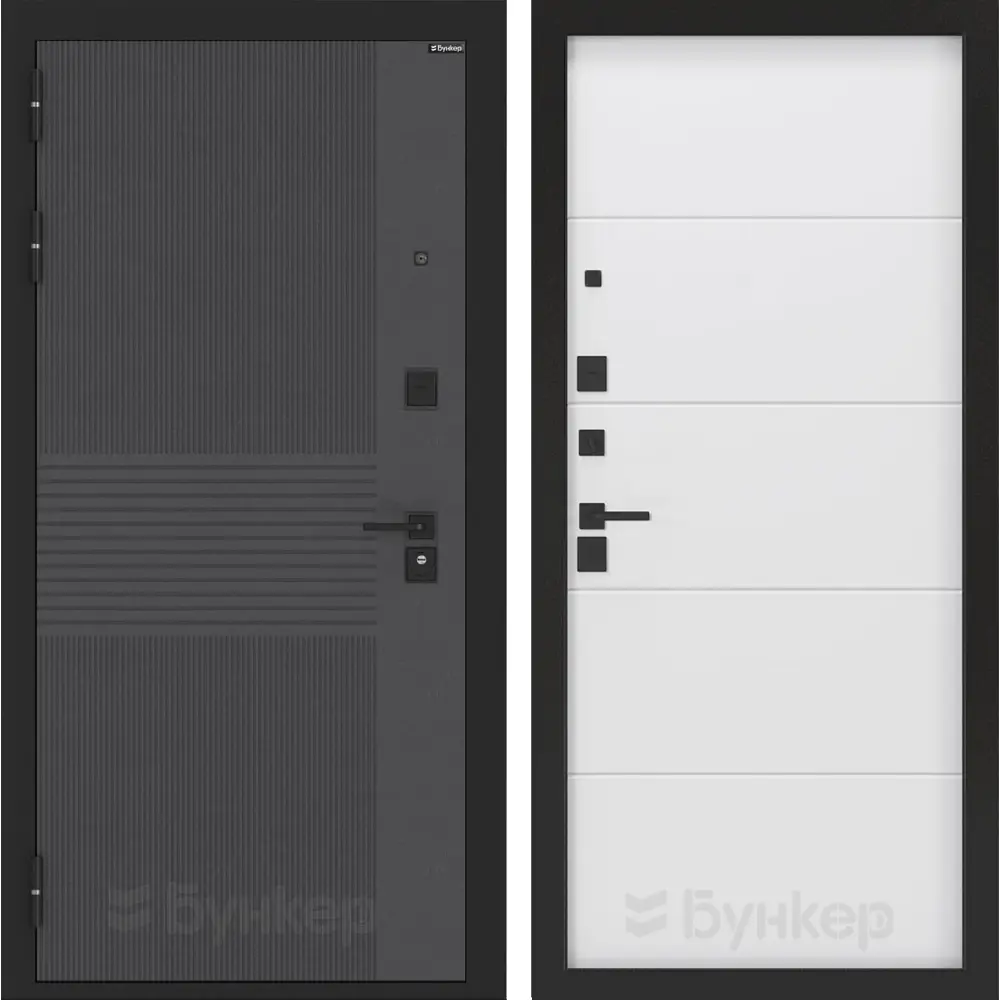 Фото Входная дверь Лабиринт Бункер 05 П13 левый 205x96см цвет лофт графит/белый софт
