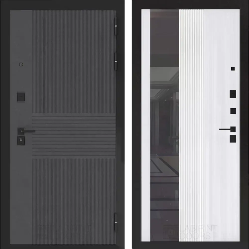 Фото Входная дверь Лабиринт Бункер 05 правый 205x88см цвет лофт графит/белый софт рельеф с зеркалом П32 Фото Входная дверь Лабиринт Бункер 05 правый 205x88см цвет лофт графит/белый софт рельеф с зеркалом П32