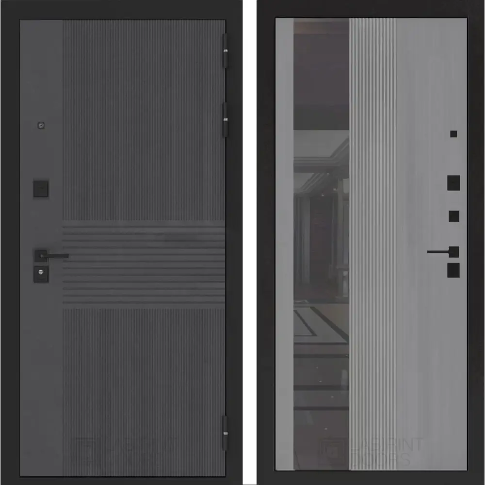 Фото Входная дверь Лабиринт Бункер 05 правый 205x96см цвет лофт графит/серый софт рельеф с зеркалом П32 Фото Входная дверь Лабиринт Бункер 05 правый 205x96см цвет лофт графит/серый софт рельеф с зеркалом П32