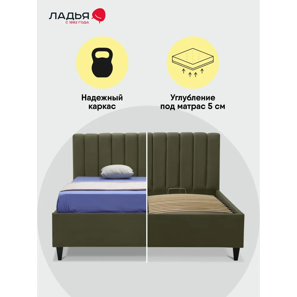 Фото 4 Кровать Ладья Мерла 190 x 112 x 218 см ЛДСП подъемный механизм цвет зеленый Фото 4 Кровать Ладья Мерла 190 x 112 x 218 см ЛДСП подъемный механизм цвет зеленый