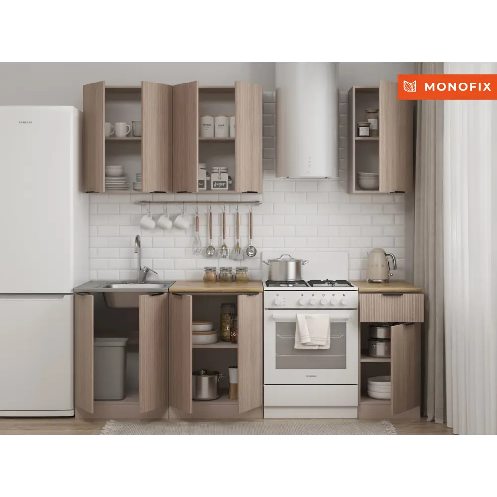Фото 9 Кухонный модуль шкаф напольный MONOFIX ОДОС 60 см под мойку ЛДСП кадена вуд Фото 9 Кухонный модуль шкаф напольный MONOFIX ОДОС 60 см под мойку ЛДСП кадена вуд