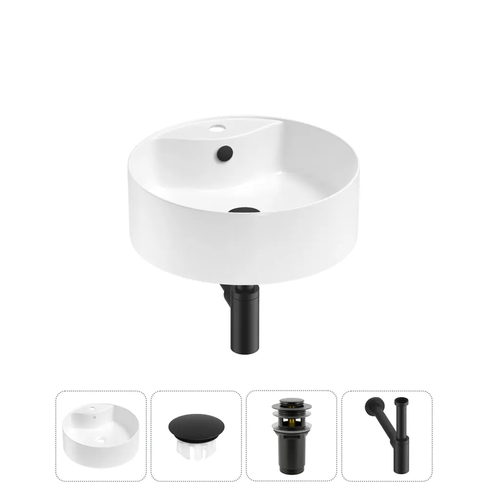 Фото Раковина Wellsee praxis 20217026R 40см цвет раковина 4 в 1: заглушка на перелив, д/к, сифон