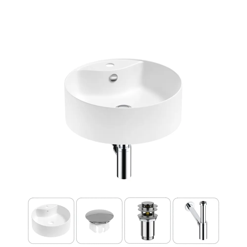 Фото Раковина Wellsee praxis 20217032R 40см цвет раковина 4 в 1: заглушка на перелив, д/к, сифон