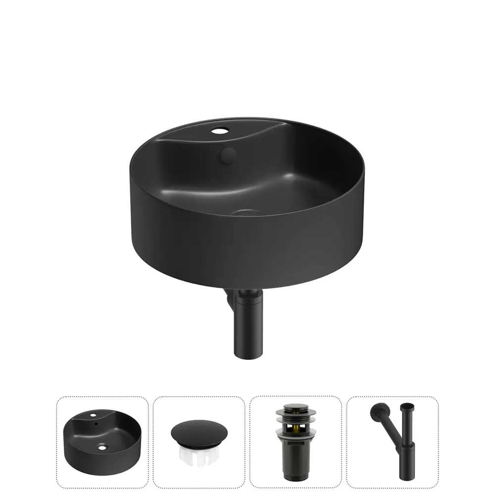 Фото Раковина Wellsee praxis 20217037R 46см цвет раковина 4 в 1: заглушка на перелив, д/к, сифон