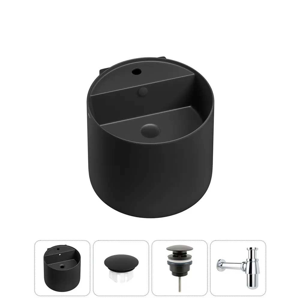 Фото Раковина Wellsee m1 limited edition 20217247R 45см цвет раковина 4 в 1: заглушка на отверстие перелива, д/к, сифон