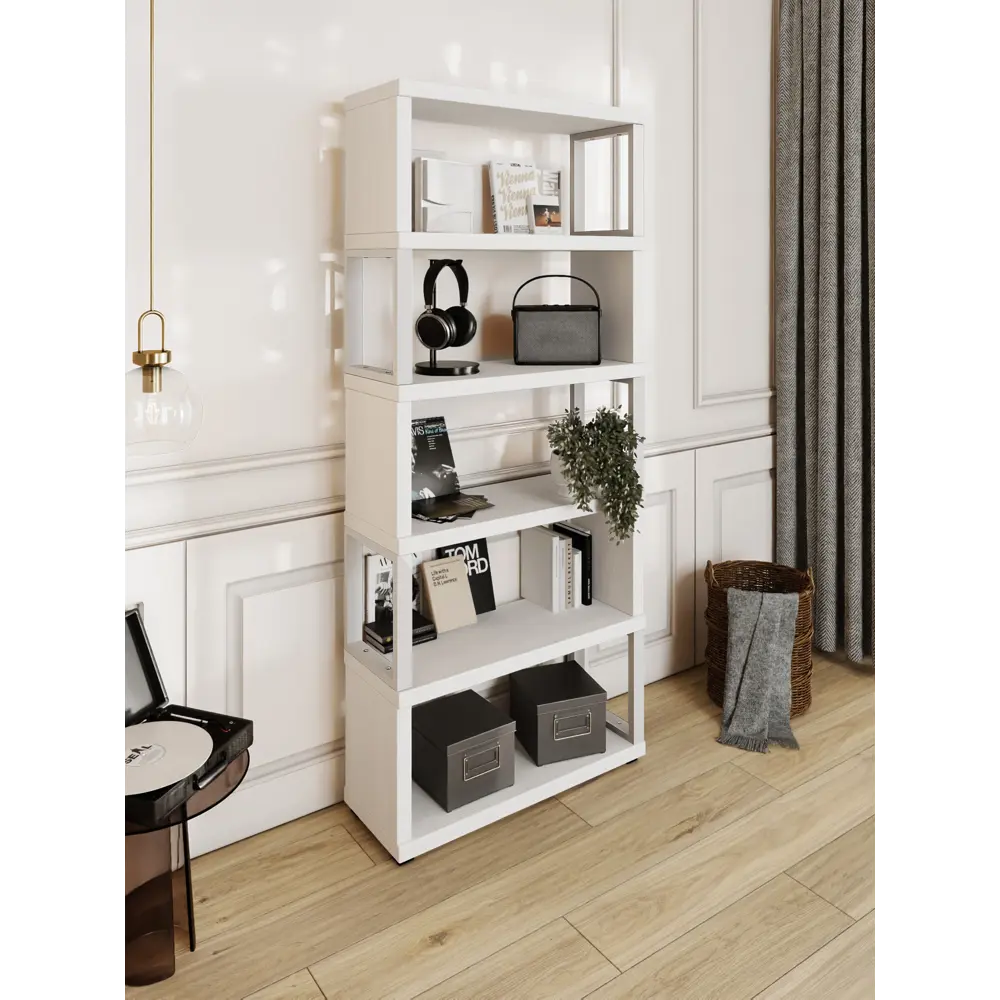 Фото 3 Стеллаж Solarius Loft Гранд 6 полок 40x186x30 см сталь и дерево цвет белый/белый Фото 3 Стеллаж Solarius Loft Гранд 6 полок 40x186x30 см сталь и дерево цвет белый/белый