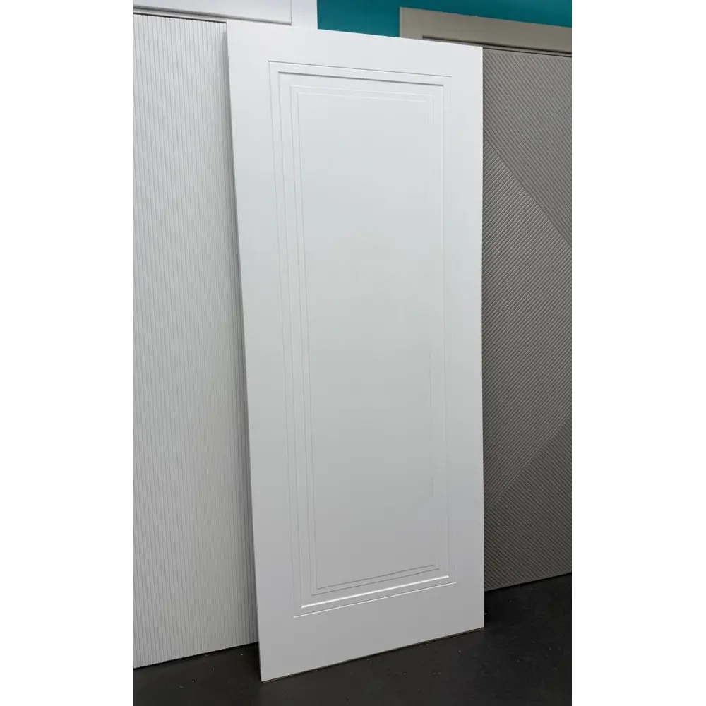 Фото 4 Комплект межкомнатной двери Wanmark Нео-1 глухая 200x90см эмаль цвет белый с коробом и наличниками Фото 4 Комплект межкомнатной двери Wanmark Нео-1 глухая 200x90см эмаль цвет белый с коробом и наличниками