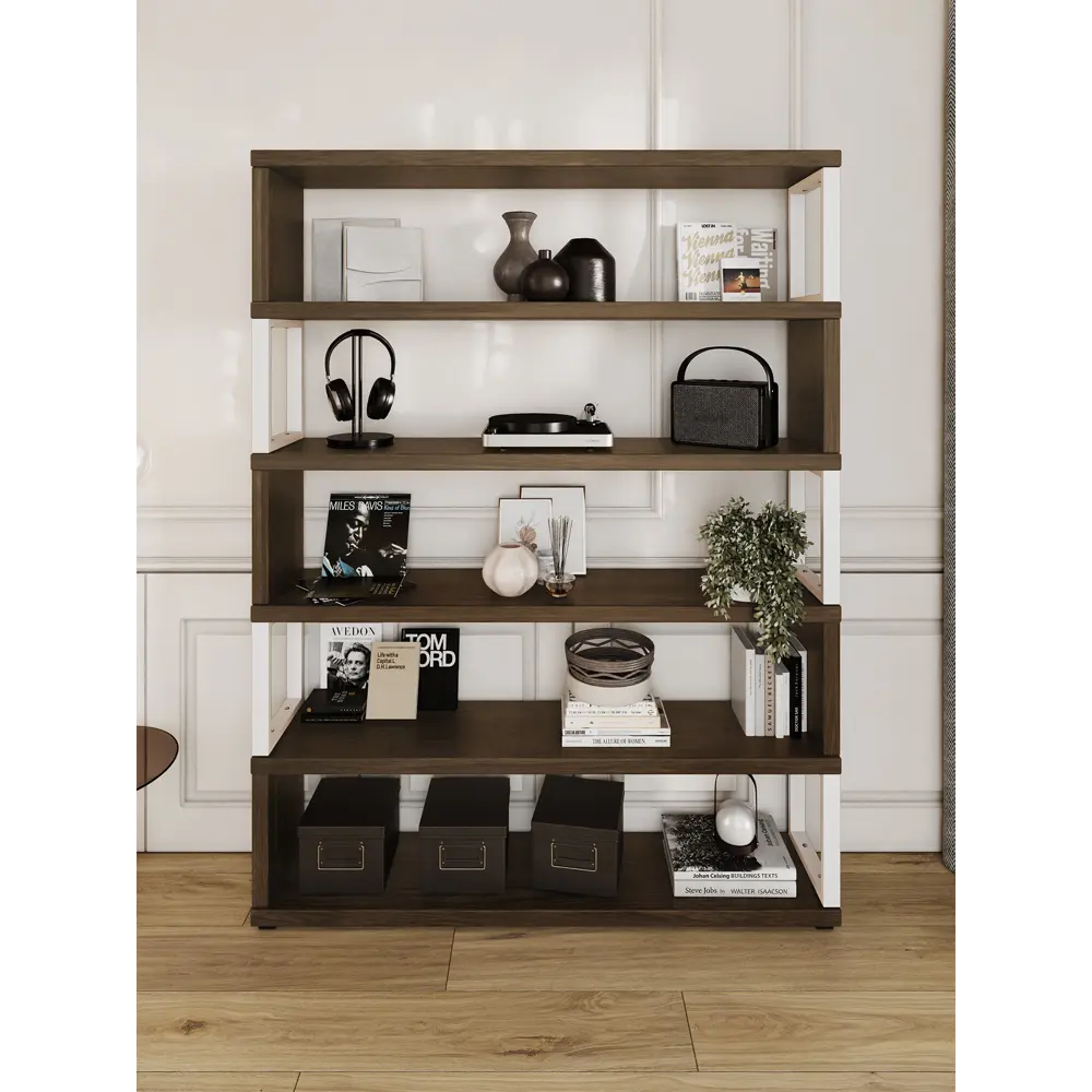 Фото 2 Стеллаж Solarius Loft Гранд 6 полок 120x186x30 см сталь и дерево цвет белый/темный дуб Фото 2 Стеллаж Solarius Loft Гранд 6 полок 120x186x30 см сталь и дерево цвет белый/темный дуб