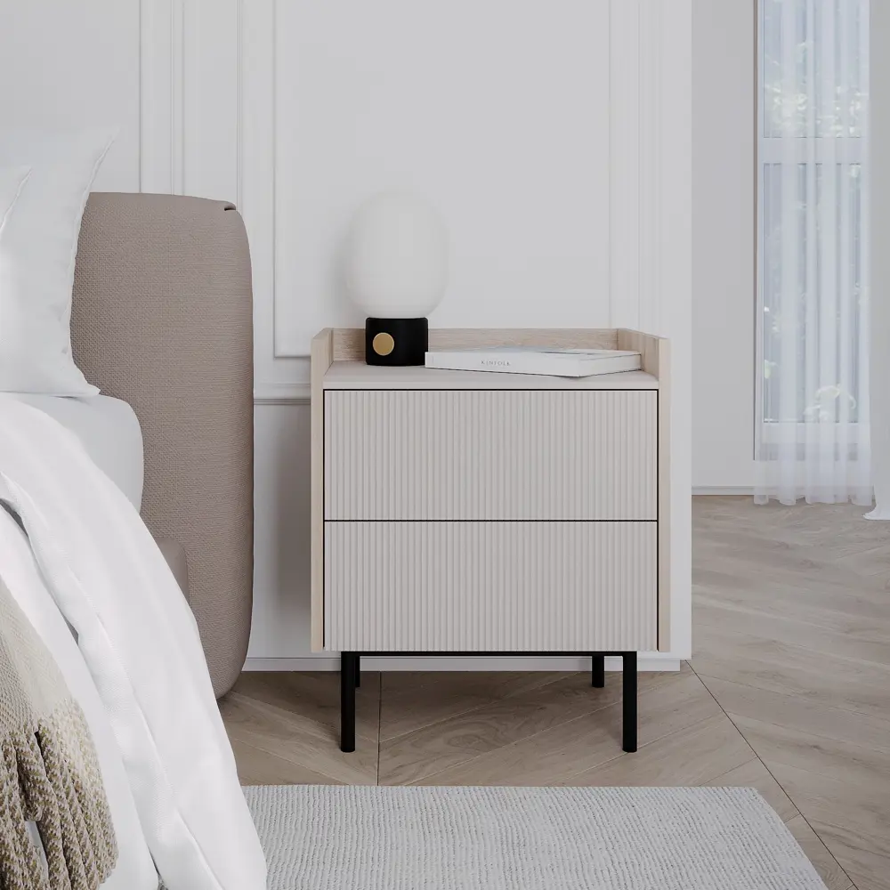 Фото 2 Тумба прикроватная Egregor Наоми 50x58.5x36.5 см 2 ящика ЛДСП цвет дуб белый exclusive/моно керамика Фото 2 Тумба прикроватная Egregor Наоми 50x58.5x36.5 см 2 ящика ЛДСП цвет дуб белый exclusive/моно керамика