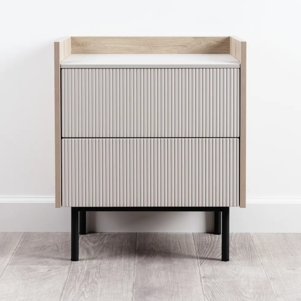 Фото 9 Тумба прикроватная Egregor Наоми 50x58.5x36.5 см 2 ящика ЛДСП цвет дуб белый exclusive/моно керамика Фото 9 Тумба прикроватная Egregor Наоми 50x58.5x36.5 см 2 ящика ЛДСП цвет дуб белый exclusive/моно керамика