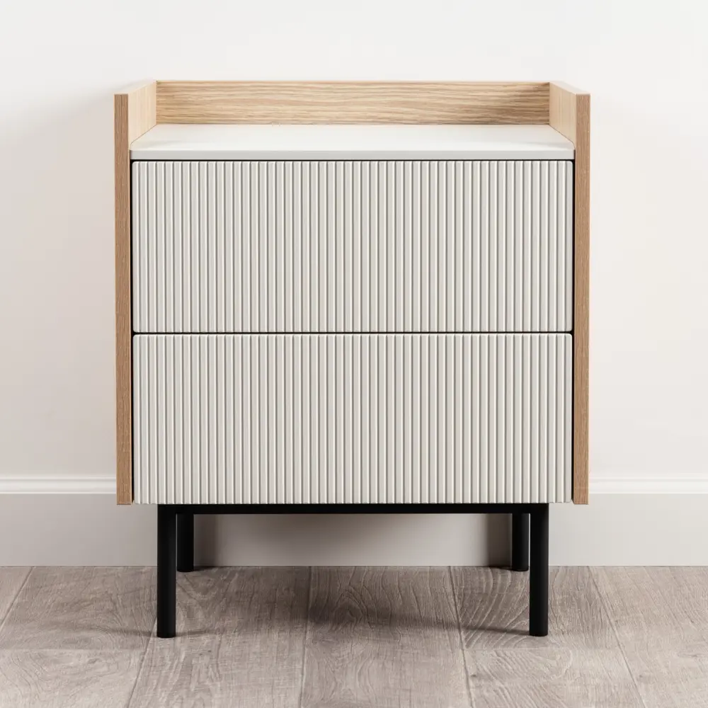 Фото 8 Тумба прикроватная Egregor Наоми 50x58.5x36.5 см 2 ящика ЛДСП цвет плэйн/белая шагрень Фото 8 Тумба прикроватная Egregor Наоми 50x58.5x36.5 см 2 ящика ЛДСП цвет плэйн/белая шагрень