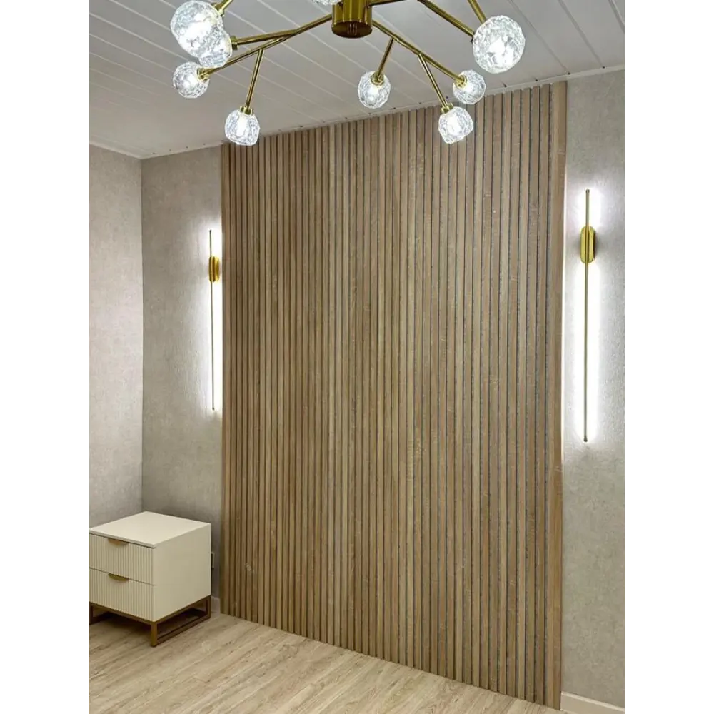 Фото 6 Акустическая декоративная панель Wood app Classic дуб сонома светлый на сером фетре 2780x600x22мм 1.66м² Фото 6 Акустическая декоративная панель Wood app Classic дуб сонома светлый на сером фетре 2780x600x22мм 1.66м²