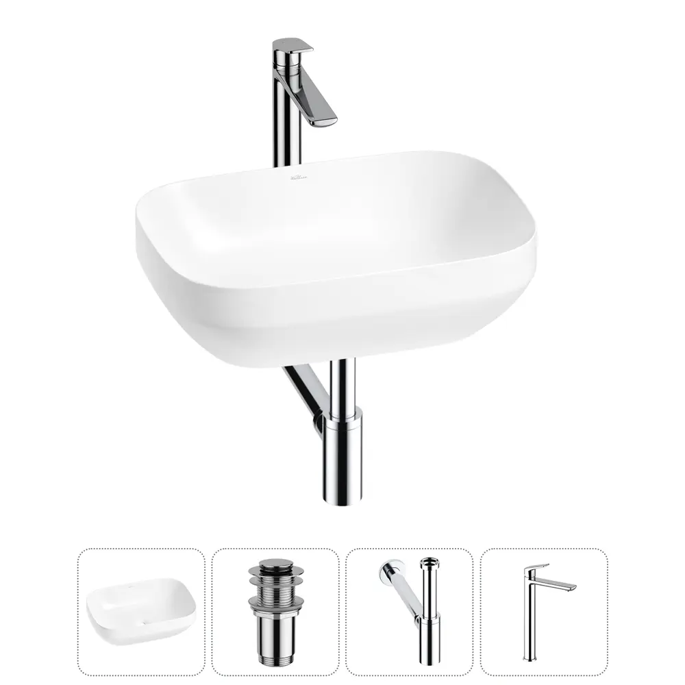 Фото Раковина Wellsee air gap s 20212413R 50см цвет раковина 4 в 1: д/к, сифон, смеситель