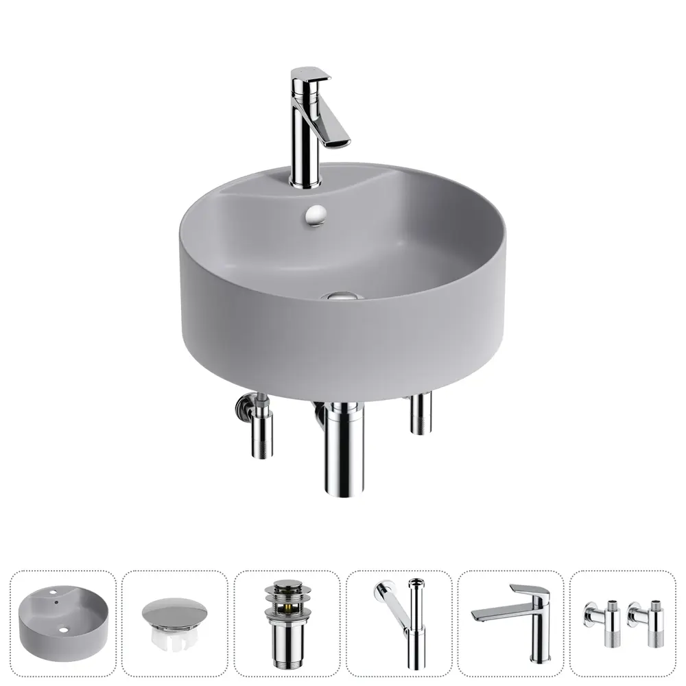 Фото Раковина Wellsee praxis 20217160R 46см цвет раковина 6 в 1: заглушка на перелив, д/к, сифон, смеситель, вентили Фото Раковина Wellsee praxis 20217160R 46см цвет раковина 6 в 1: заглушка на перелив, д/к, сифон, смеситель, вентили