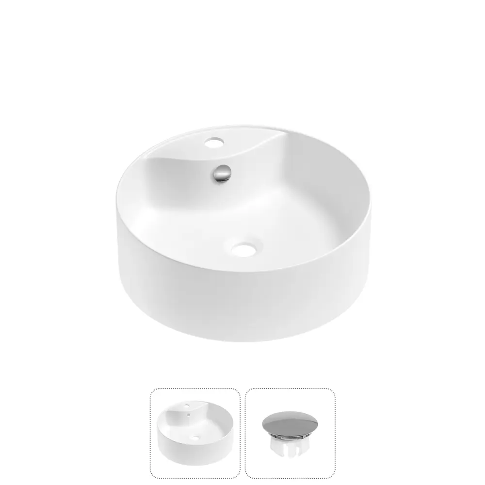 Фото Раковина Wellsee praxis 32940601R 46см цвет раковина 2 в 1: заглушка на отверстие перелива