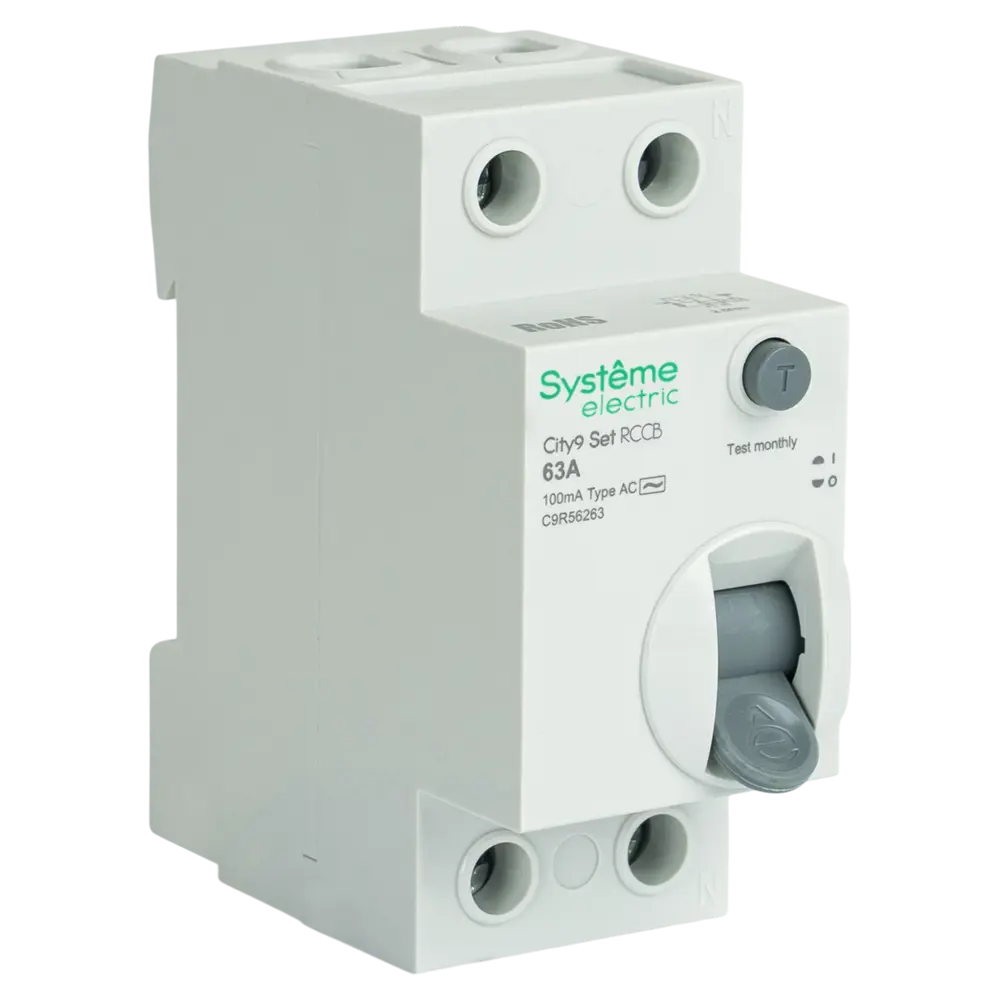 Фото 2 УЗО Systeme Electric City9 Set 2P 63 А 100мА 6кА AC C9R56263 Фото 2 УЗО Systeme Electric City9 Set 2P 63 А 100мА 6кА AC C9R56263