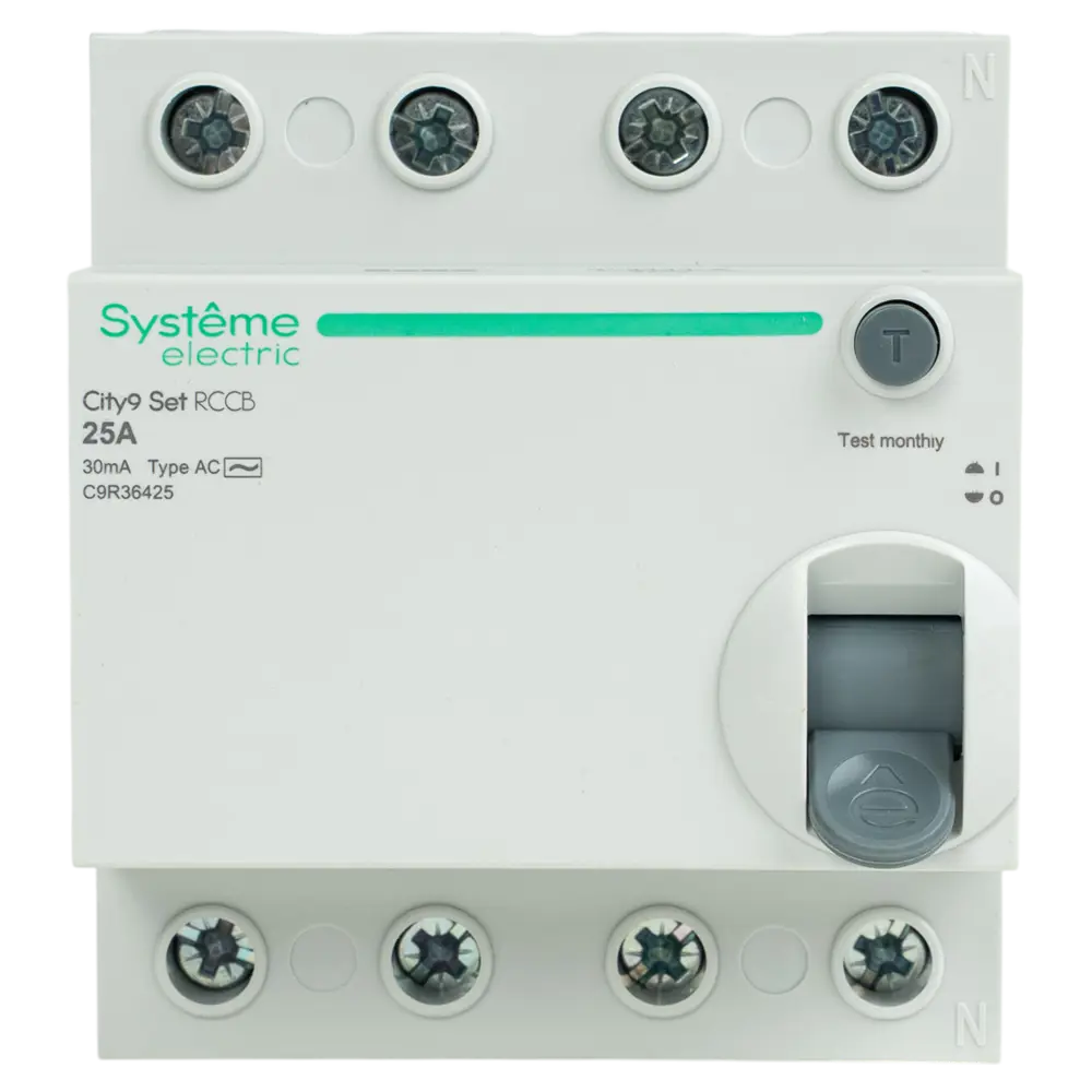 Фото 3 УЗО Systeme Electric City9 Set 4P 25 А 30мА 6кА AC C9R36425 Фото 3 УЗО Systeme Electric City9 Set 4P 25 А 30мА 6кА AC C9R36425