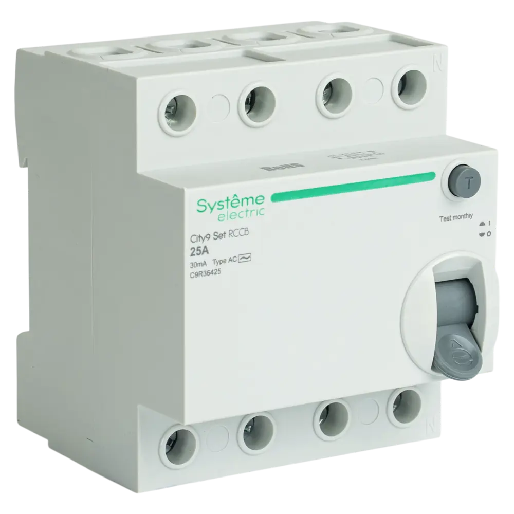 Фото 2 УЗО Systeme Electric City9 Set 4P 25 А 30мА 6кА AC C9R36425 Фото 2 УЗО Systeme Electric City9 Set 4P 25 А 30мА 6кА AC C9R36425