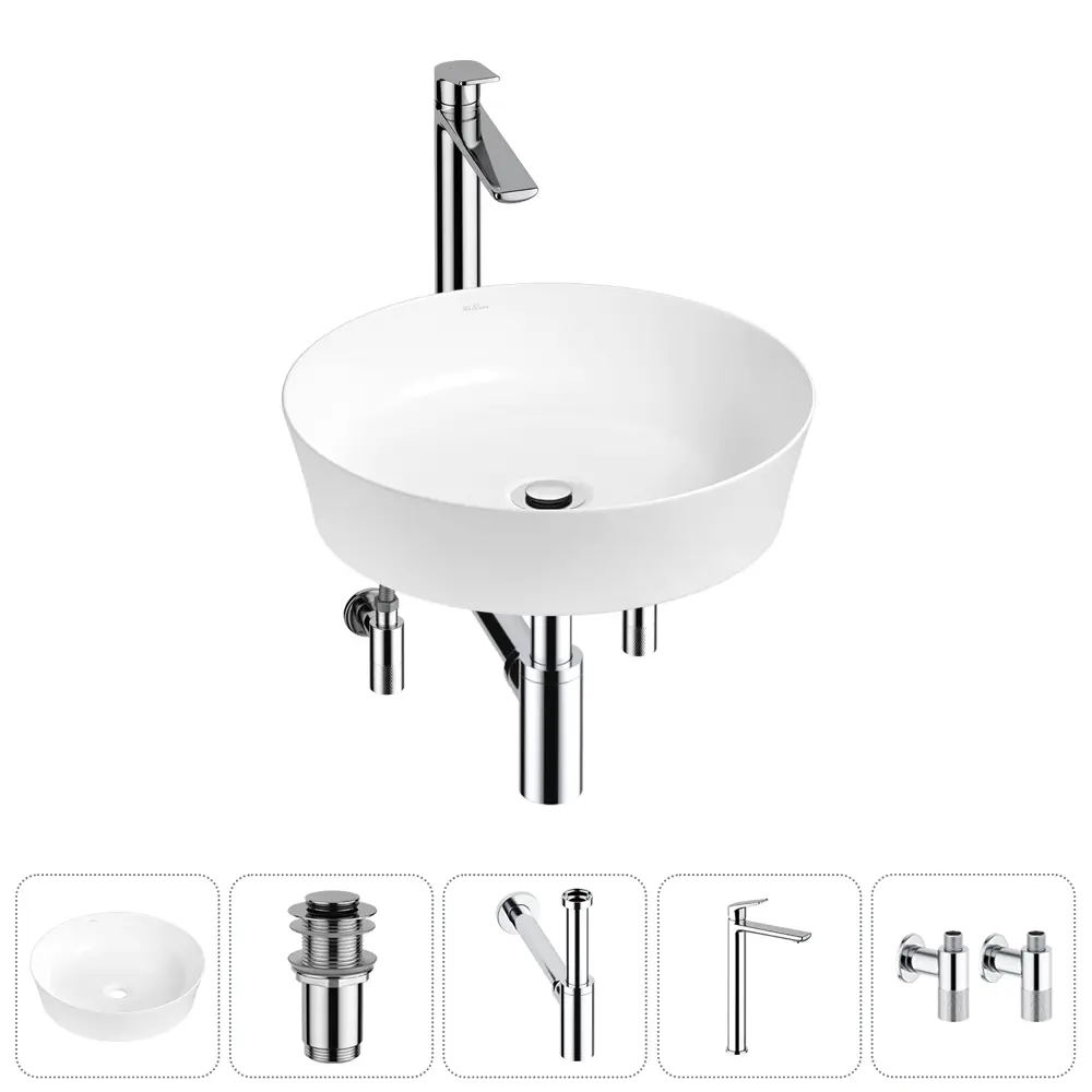 Фото Раковина Wellsee cromulent 20213542R 43см цвет раковина 5 в 1: д/к, сифон, смеситель, вентили Фото Раковина Wellsee cromulent 20213542R 43см цвет раковина 5 в 1: д/к, сифон, смеситель, вентили