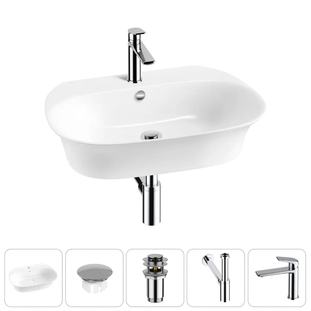 Фото Раковина Wellsee excellence pro 20217122R 60см цвет раковина 5 в 1: заглушка на перелив, д/к, сифон, смеситель Фото Раковина Wellsee excellence pro 20217122R 60см цвет раковина 5 в 1: заглушка на перелив, д/к, сифон, смеситель