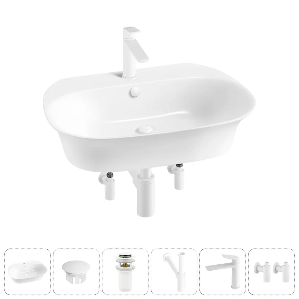 Фото Раковина Wellsee excellence pro 20217178R 65см цвет раковина 6 в 1: заглушка на перелив, д/к, сифон, смеситель, вентили Фото Раковина Wellsee excellence pro 20217178R 65см цвет раковина 6 в 1: заглушка на перелив, д/к, сифон, смеситель, вентили