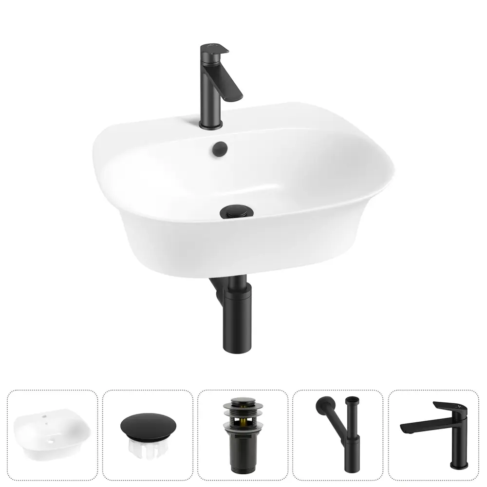 Фото Раковина Wellsee excellence pro 20217112R 55см цвет раковина 5 в 1: заглушка на перелив, д/к, сифон, смеситель Фото Раковина Wellsee excellence pro 20217112R 55см цвет раковина 5 в 1: заглушка на перелив, д/к, сифон, смеситель