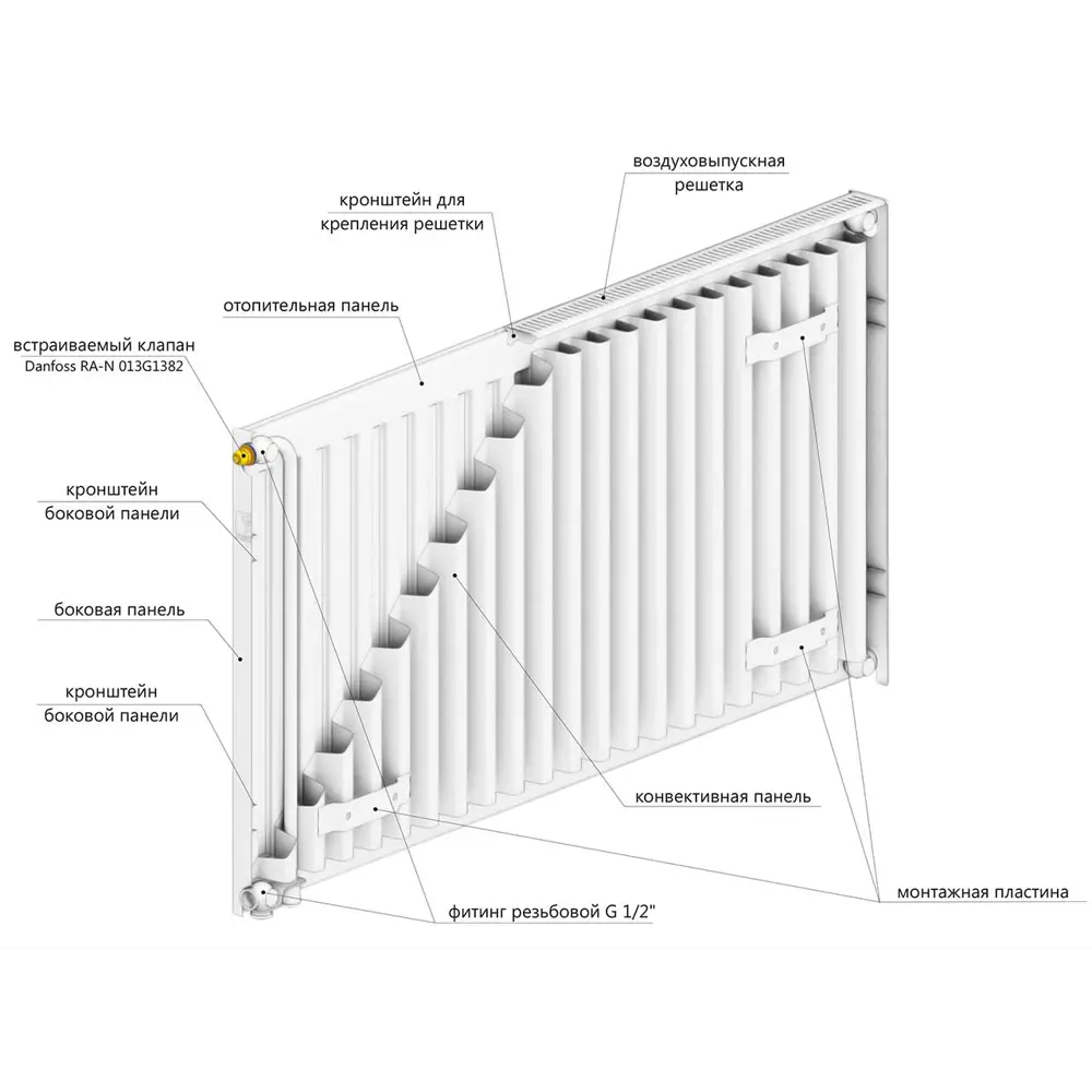 Фото 6 Радиатор панельный Lemax Premium Valve Compact 11 600x1500 мм нижнее правое подключение сталь цвет белый Фото 6 Радиатор панельный Lemax Premium Valve Compact 11 600x1500 мм нижнее правое подключение сталь цвет белый