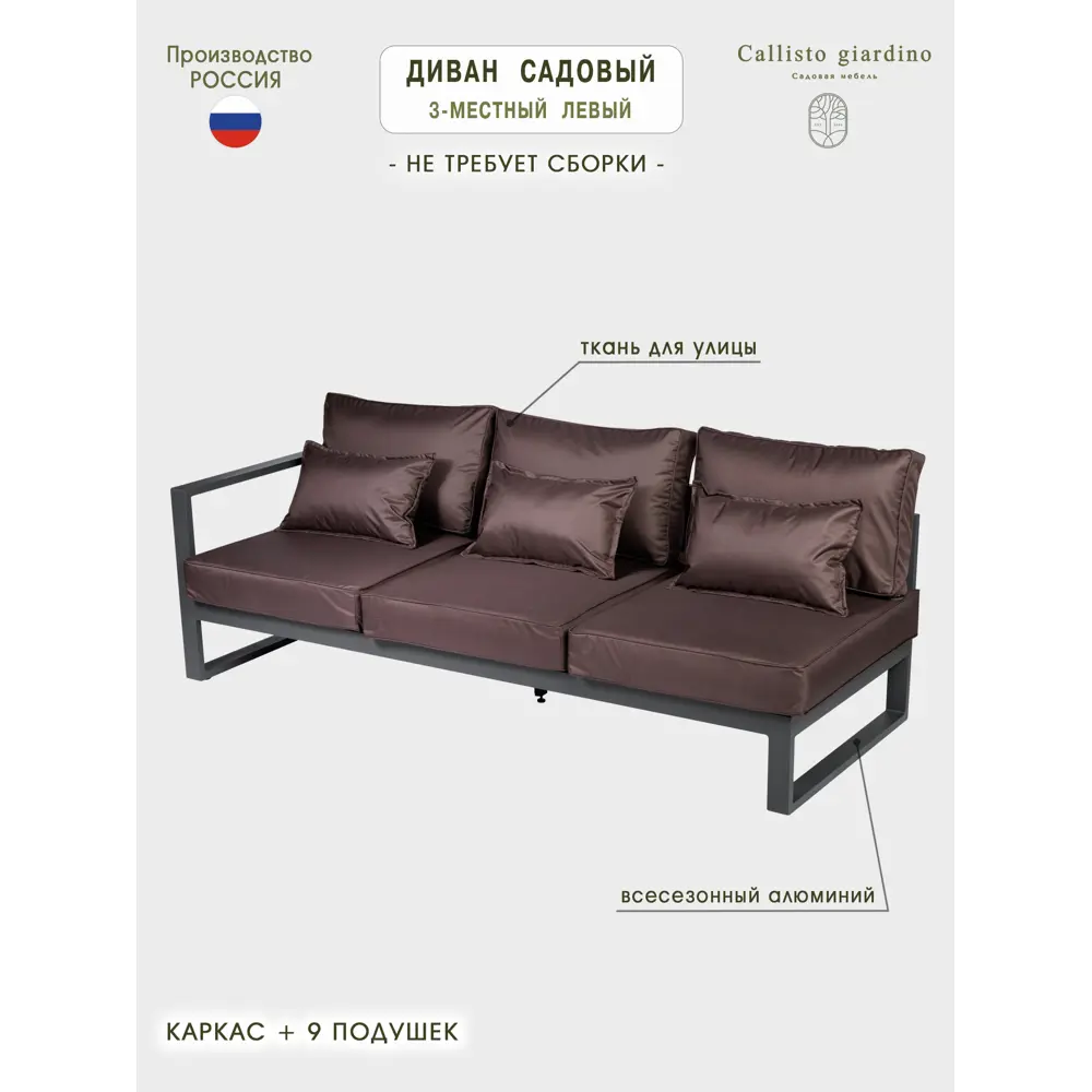 Фото 2 Диван садовый Callisto giardino G401.9Е04 Лагуна 80 см x 80 см x 60 см алюминий коричневый Фото 2 Диван садовый Callisto giardino G401.9Е04 Лагуна 80 см x 80 см x 60 см алюминий коричневый