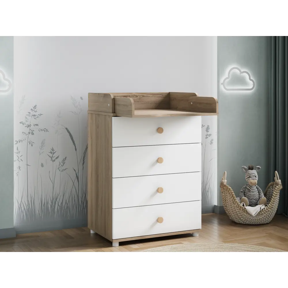 Фото 5 Комод детский Incanto Compact 4 ящика 64х45х83 см ЛДСП цвет дуб/белый Фото 5 Комод детский Incanto Compact 4 ящика 64х45х83 см ЛДСП цвет дуб/белый