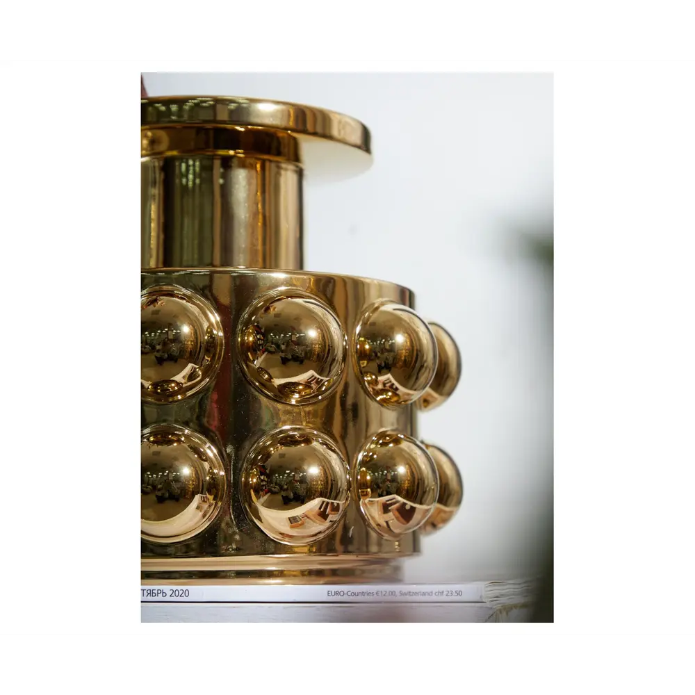 Фото 4 Ваза Гласар 68-042 керамика цвет золотистый 22 см